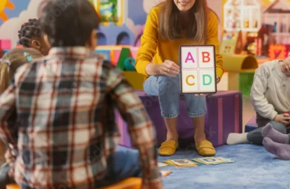 educadora parvularia con alumnos